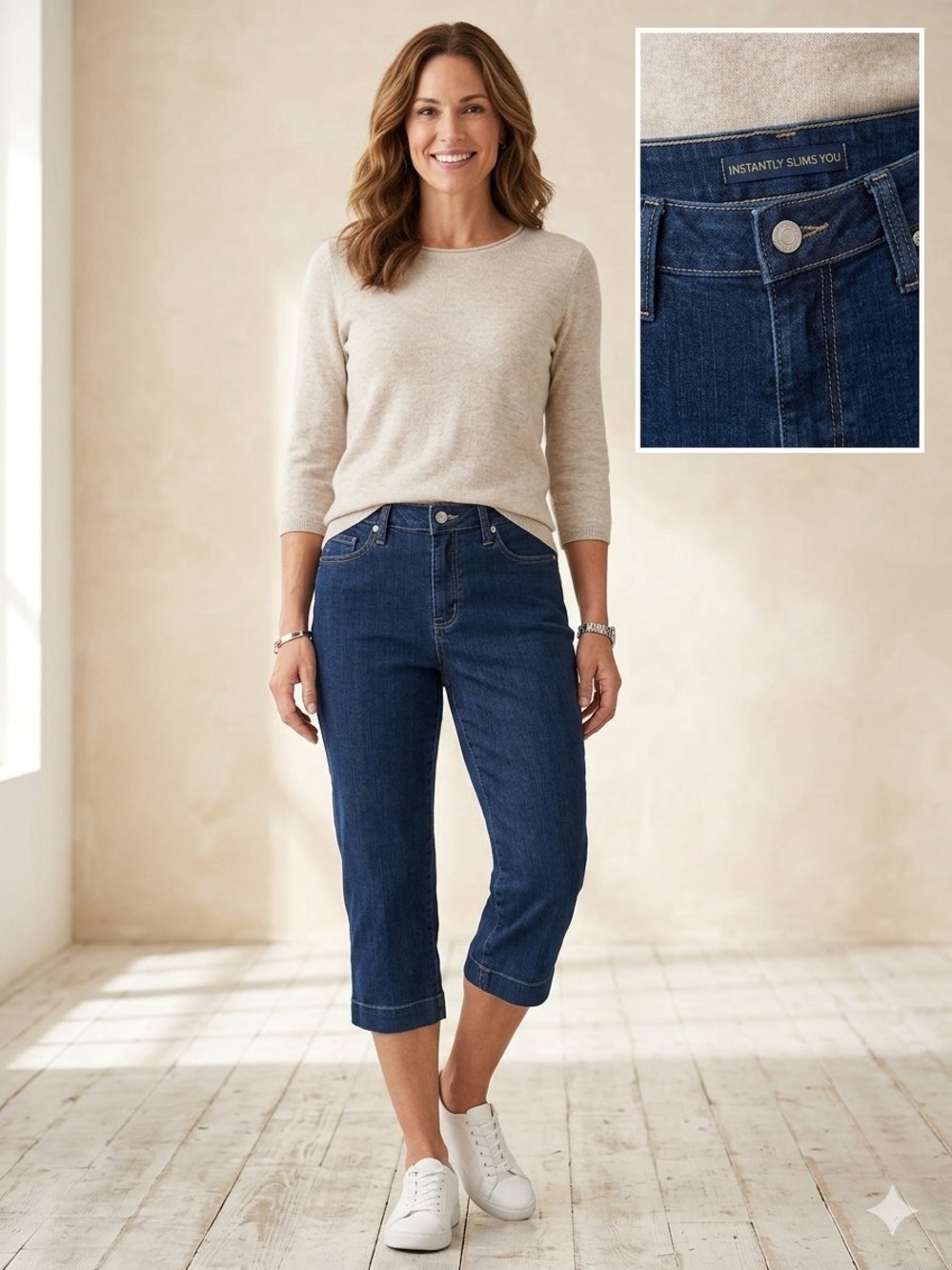 Riders by Lee Instantly Slims You Denim Capri Jeans Dark Wash Women's Size 8M